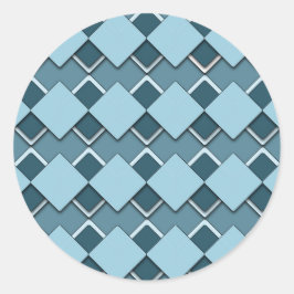 Sky Blue Square und Diamond Checkered Pattern Runder Aufkleber