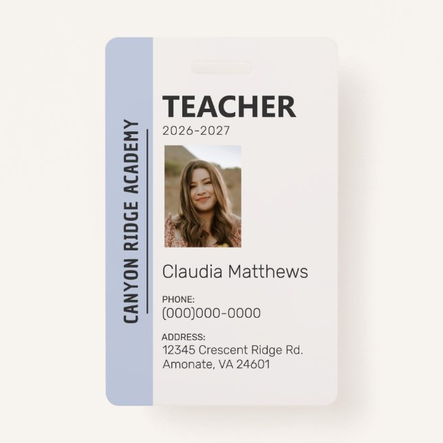 Sky Blue Stripe Homeschool Educator ID Badge Ausweis (Vorderseite)