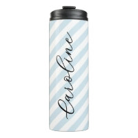 Sky Blue Stripes Script Monogram