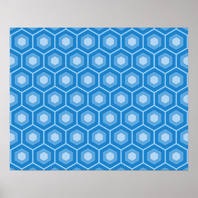 Sky Blue Tiled Hex Poster (Vorne)