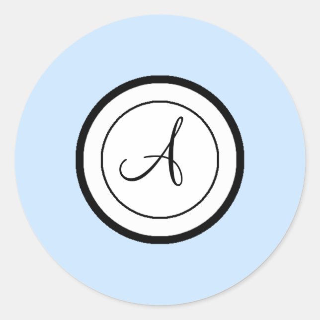 Sky Blue Umschlag Aufkleber Stickers Monogram A (Vorderseite)
