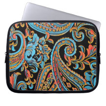 Sky Blue und Autumn Orange Vintag Paisley Full