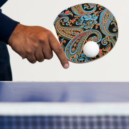 Sky Blue und Autumn Orange Vintag Paisley Tischtennis Schläger