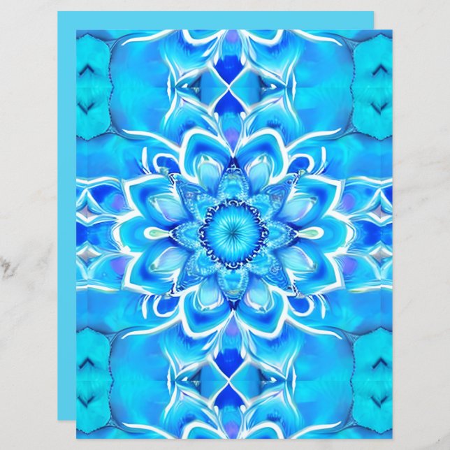 Sky Blue und Cobalt Batik Mandala Muster (Vorne/Hinten)