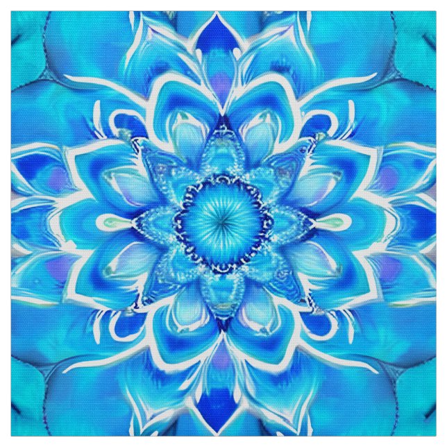 Sky Blue und Cobalt Batik Mandala Muster Stoff (Muster)
