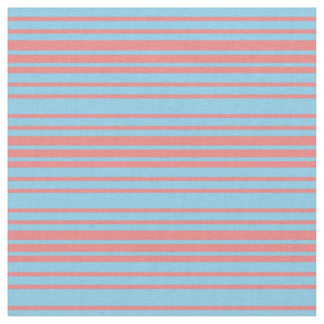 Sky Blue und Light Coral farbige Linien Stoff (Nahaufnahme)
