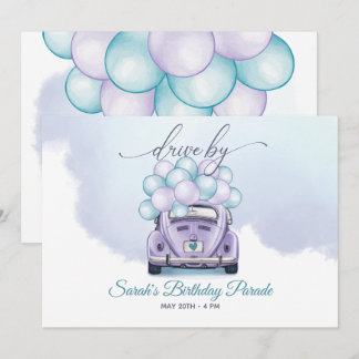 Sky Blue und Lilac Überraschungsfahrt durch Geburt Einladung