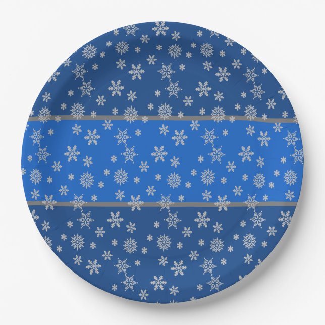 Sky Blue und Snowflakes Pappteller (Vorderseite)