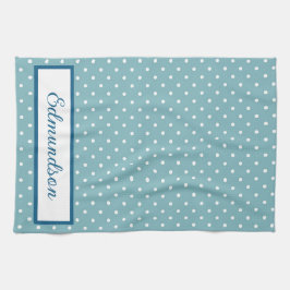 Sky Blue und White Polka Dot Personalisiert Geschirrtuch