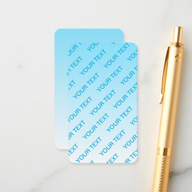 Sky Blue (veränderbare Farbe!) Ombre & Text Muster Begleitkarte (Vorderseite/Rückseite Beispiel)