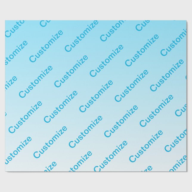 Sky Blue (veränderbare Farbe!) Ombre & Text Muster Geschenkpapier (Flach)