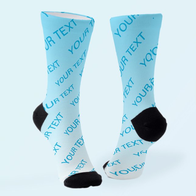 Sky Blue (veränderbare Farbe!) Ombre & Text Muster Socken (Von Creator hochgeladen)