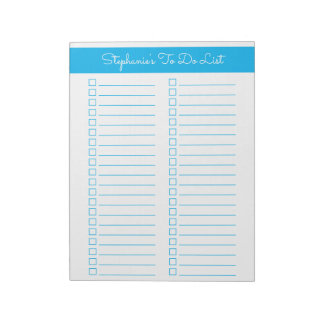 Sky Blue Vertical 8.5x11 Two Column Checklist Notizblock