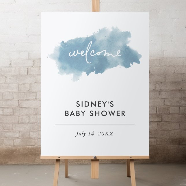 Sky Blue Watercolor Baby Dusche Willkommen Poster (Von Creator hochgeladen)