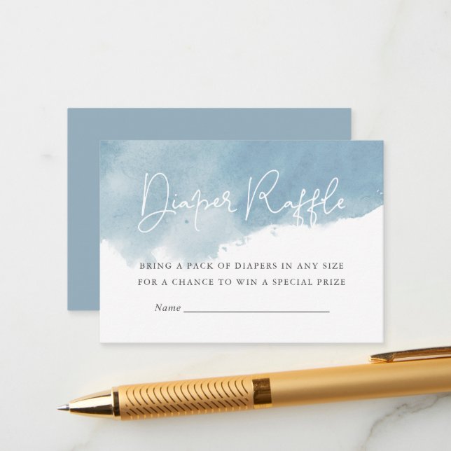 Sky Blue Watercolor Baby Shower Windschutzscheibe Begleitkarte (Vorderseite/Rückseite Beispiel)