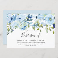 Sky Blue Watercolor Blume Taufe Christening
