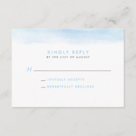 Sky Blue Watercolor Dip Wedding RSVP Card Einladung