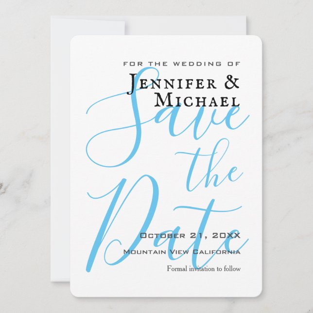 Sky Blue Wedding Beruflich Minimalistisch Save The Date (Vorderseite)