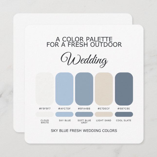 Sky Blue Wedding Color Palette Card Einladung (Vorne/Hinten)