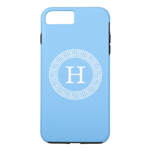 Sky Blue Whelt Griechisch Key Rnd Frame Initial Mo Case-Mate iPhone Hülle (Rückseite)