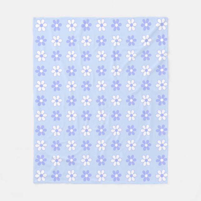 Sky Blue & White Blume auf Light Blue Fleecedecke (Vorderseite)