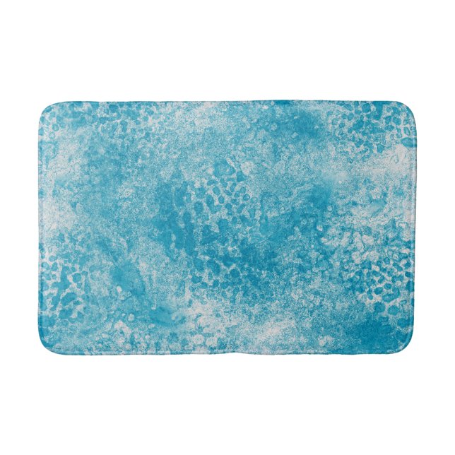 Sky Blue & White Coral Textur Badematte (Vorderseite)