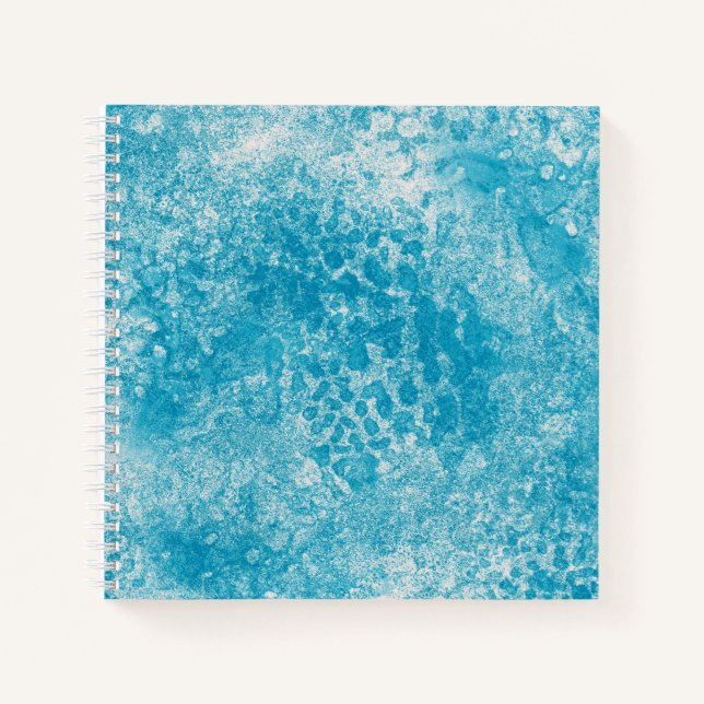 Sky Blue & White Coral Textur Notizbuch (Vorderseite)