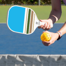Sky Blue White Forest Green Brown Racing Streifen Pickleball Schläger