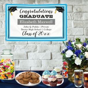 Sky Blue White Gratulationen Graduate Abschluss Banner