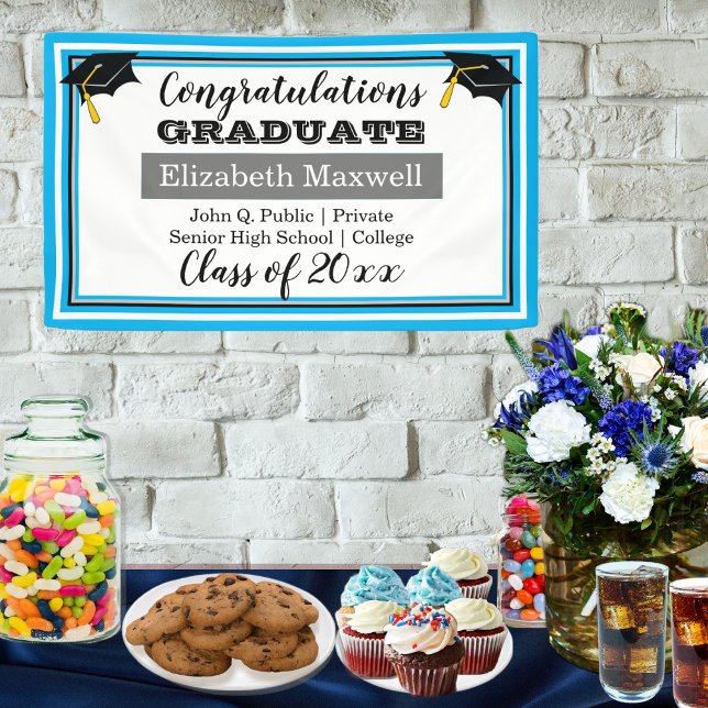 Sky Blue White Gratulationen Graduate Abschluss Banner (Von Creator hochgeladen)