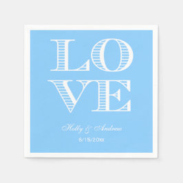 Sky Blue, White LIEBE Napkins Serviette