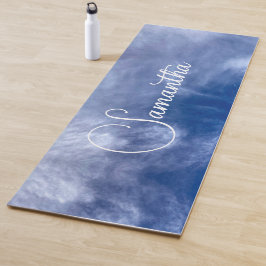 Sky-blue White Monogram Stylish Yogamatte