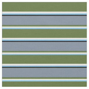 Sky Blue, White, Olive Green, Slate Grau & Black Stoff
