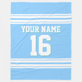 Sky Blue White Sports Jersey Fleecedecke