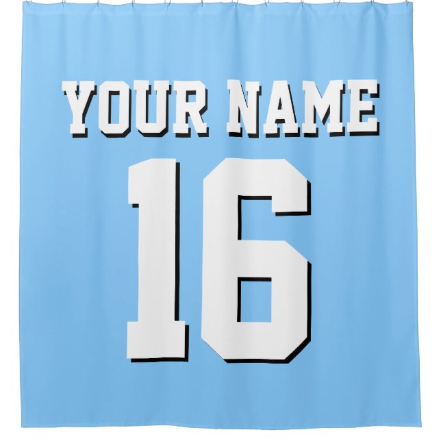 Sky Blue White Sports Jersey Team Jersey Duschvorhang (Vorderseite)