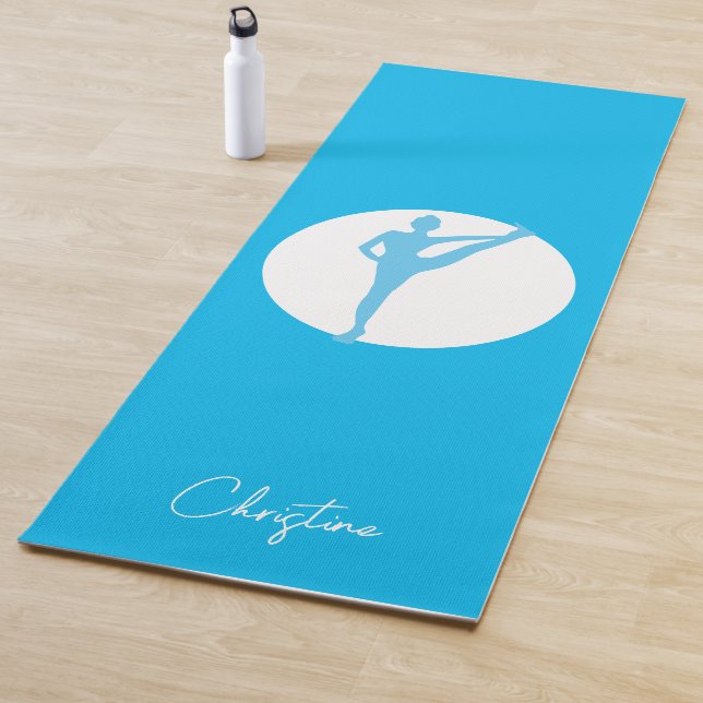 Sky Blue-White Yoga Pose mit Individuelle Name Yogamatte (Beispiel)
