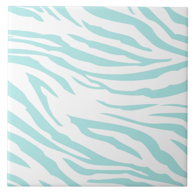Sky Blue White Zebra Animal Fliese (Vorderseite)