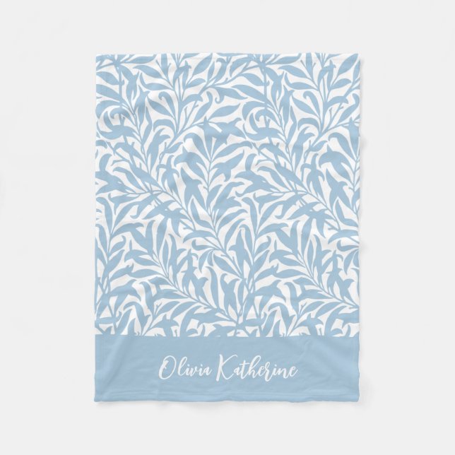 Sky Blue Willow Bough Monogrammed Fleecedecke (Vorderseite)