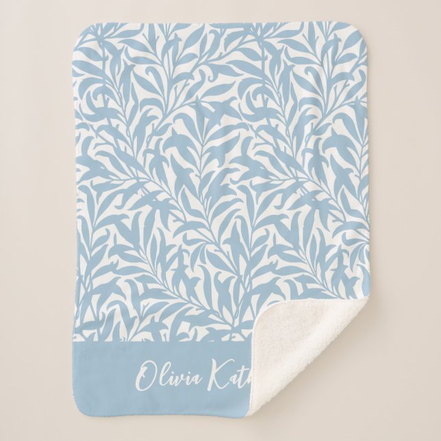 Sky Blue Willow Bough Monogrammed Sherpadecke (Vorderseite)