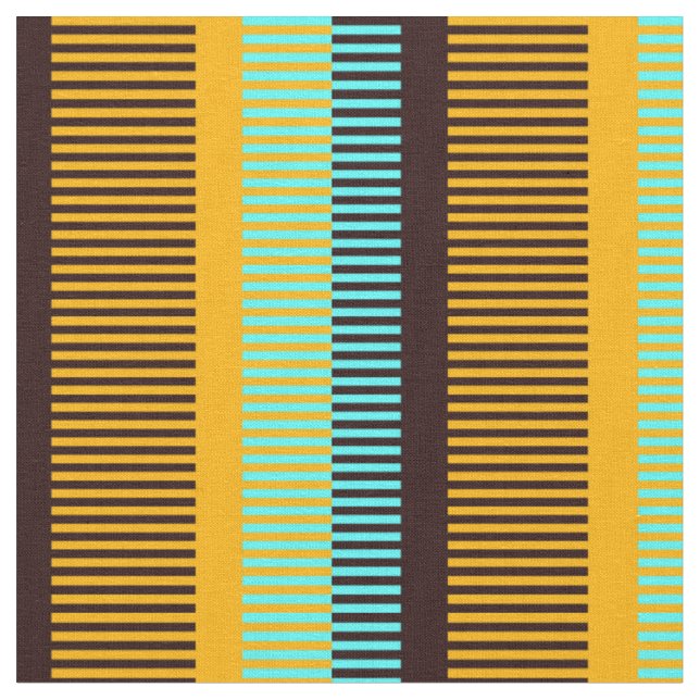 Sky Blue Yellow Brown Streifen Stoff (Nahaufnahme)