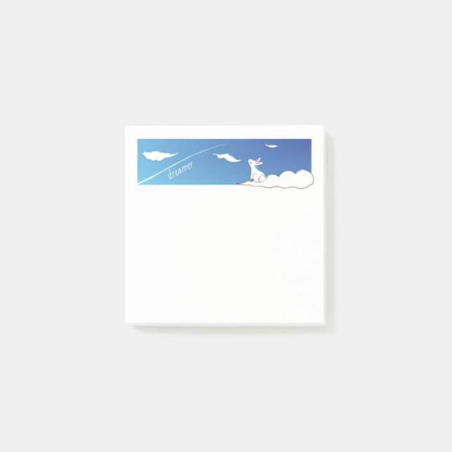 Sky Bunny Sticky Notes mit anpassbarem Text Post-it Klebezettel (Vorderseite)