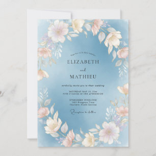 Sky Champagne Bloom Hochzeit Einladung