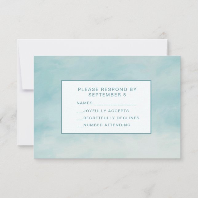 Sky Clouds Blue RSVP Card Baby Boy Pastel (Vorderseite)