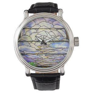 Sky Clouds Tiffany gesteinigtes Glas Floral Watch Armbanduhr