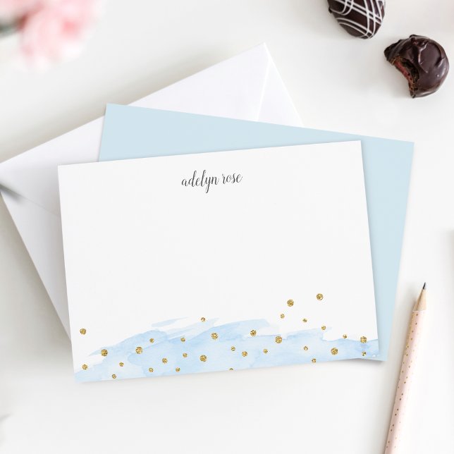 Sky | Confetti Pop Personalisiert Stationery Flat Mitteilungskarte (Von Creator hochgeladen)