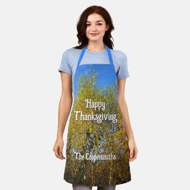 Sky Dancing Autumn Leaves - Personalisiert Schürze (Getragen)