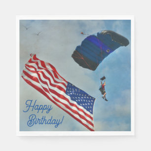Sky Diving American Flag Serviette