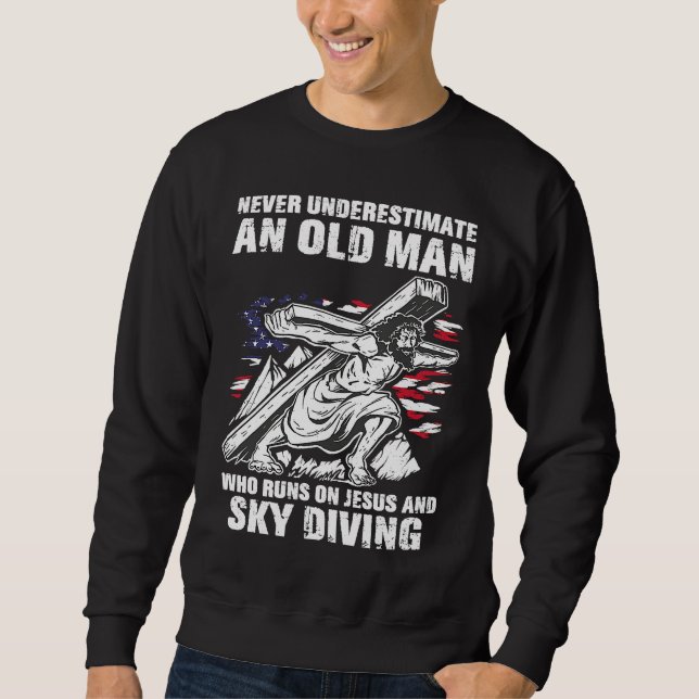 Sky Diving Dad Christian Skydiving Grandpa Sweatshirt (Vorderseite)