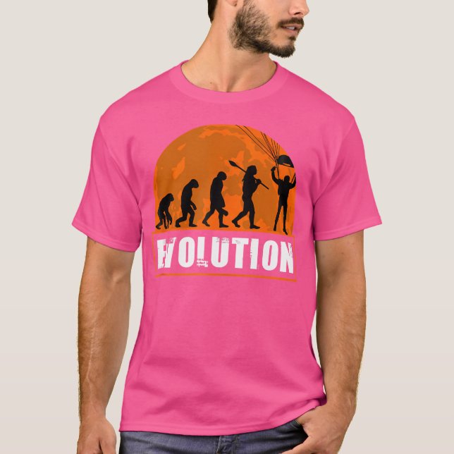Sky Diving Funny Human Evolution T-Shirt (Vorderseite)