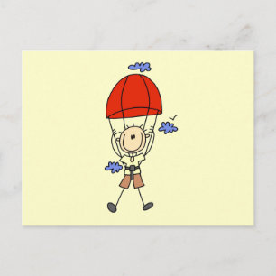 Sky Diving Strichmännchen Postkarte